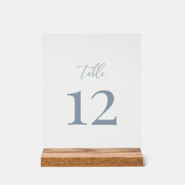 Dusty Blue Modern Elegante Hochzeit-Tischnummer Acrylschild