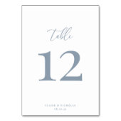 Dusty Blue Modern Elegante Hochzeit-Tischnummer Tischnummer (Vorderseite)