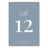 Dusty Blue Modern Elegante Hochzeit-Tischnummer Tischnummer (Vorderseite)