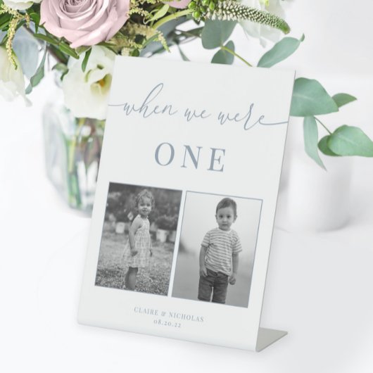 Dusty Blue Modern Elegante Hochzeitzeitzeitzeitzei Sockelschild