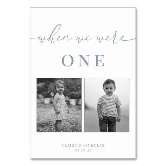 Dusty Blue Modern Elegante Hochzeitzeitzeitzeitzei Tischnummer (Vorderseite)