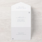 Dusty Blue Modern Elegante Wedding All In One Einladung (Außenbereich)