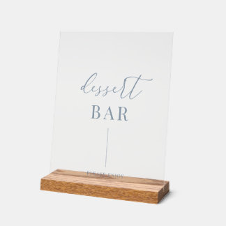 Dusty Blue Modern Elegante Wedding Dessert Bar Acrylschild