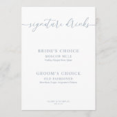 Dusty Blue Modern Elegante Wedding Drinks signiere (Vorderseite)