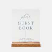 Dusty Blue Modern Elegante Wedding Foto Gästebuch Acrylschild (Vorderseite)