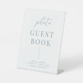 Dusty Blue Modern Elegante Wedding Foto Gästebuch Sockelschild (Vorderseite)