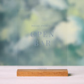 Dusty Blue Modern Elegante Wedding Open Bar Acrylschild (Neutral)