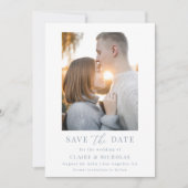 Dusty Blue Modern Elegantes Hochzeitssemble Foto Save The Date (Vorderseite)