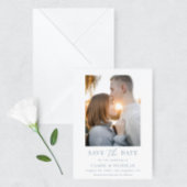 Dusty Blue Modern Elegantes Hochzeitssemble Foto Save The Date