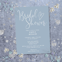 Dusty Blue Modern Elegantes Script-Brautparty Einladung