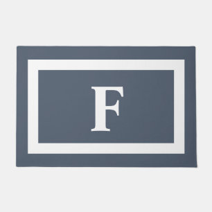 Dusty Blue Modern Family Monogram Outdoor Fußmatte