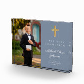 Dusty Blue Modern First Holocommunion Boy Picture Fotoblock (Rechts)