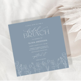 Dusty Blue Modern Floral Bridal Brunch Einladung