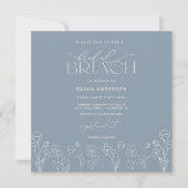 Dusty Blue Modern Floral Bridal Brunch Einladung (Vorderseite)