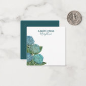 Dusty Blue Modern Floral Foliage Hydrangea Mitteilungskarte (Vorderseite/Rückseite Beispiel)