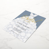 Dusty Blue Modern Floral Gown Brautparty Gold Folieneinladung (Gedreht)