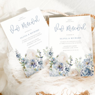 Dusty Blue Modern Floral Vow Renewal Einladung