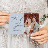 Dusty Blue Modern Foto Chic Wedding Vielen Dank Postkarte