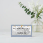 Dusty Blue Modern Foto Gold Heart Wedding Website Begleitkarte (Stehend Vorderseite)