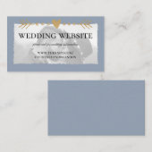 Dusty Blue Modern Foto Gold Heart Wedding Website Begleitkarte (Vorne/Hinten)