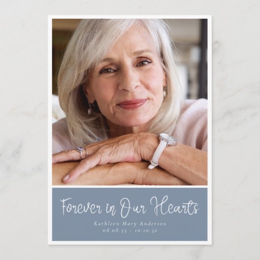 Dusty Blue Modern Foto Order of Service Funeral Programm (Vorderseite)