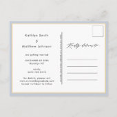 Dusty Blue Modern Foto Wedding Save the Date Ankündigungspostkarte (Rückseite)