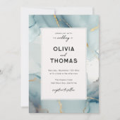 Dusty Blue Modern Frame Elegante schicke Beach Hoc Einladung (Vorderseite)