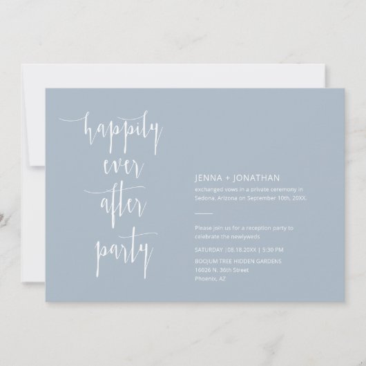 Dusty Blue Modern glücklich immer nach QR Code Fot Einladung (Vorderseite)