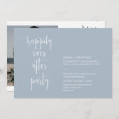 Dusty Blue Modern glücklich immer nach QR Code Fot Einladung (Vorne/Hinten)