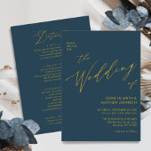 Dusty Blue Modern Gold Script in einer Hochzeit Einladung