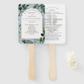 Dusty Blue Modern Greenery Außenhochzeit Fächer (Vorne und Hinten)