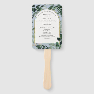 Dusty Blue Modern Greenery Außenhochzeit Fächer