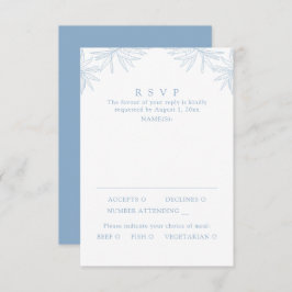 Dusty Blue Modern Minimal Botanische Mahlzeit RSVP Karte