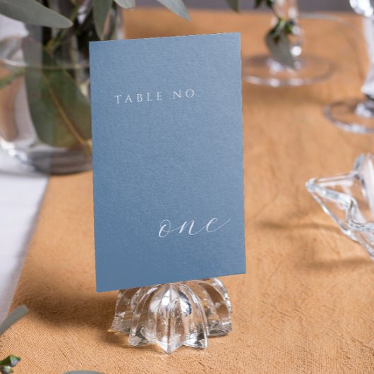 Dusty Blue Modern Minimal Tischnummer Card