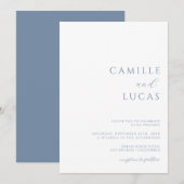 Dusty Blue Modern Minimal Wedding Einladung (Vorne/Hinten)