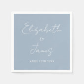 Dusty Blue Modern Minimalist Script Wedding Serviette (Vorderseite)