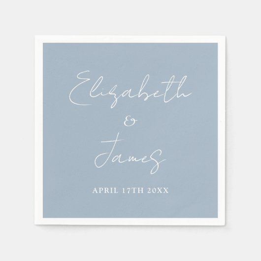 Dusty Blue Modern Minimalist Script Wedding Serviette (Vorderseite)
