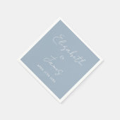 Dusty Blue Modern Minimalist Script Wedding Serviette (Ecke)