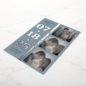 Dusty Blue Modern Minimalistisch Bold Date Drei Fo Folieneinladung (Gedreht)
