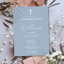 Dusty Blue Modern Minimalistisch Confirmation