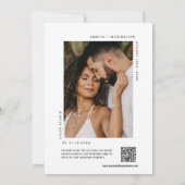 Dusty Blue Modern Minimalistisch QR Code Foto Wedd Einladung (Rückseite)