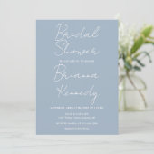 Dusty Blue Modern Minimalistisch Script Brautparty Einladung (Stehend Vorderseite)