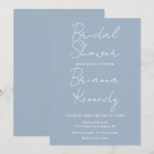 Dusty Blue Modern Minimalistisch Script Brautparty Einladung (Vorne/Hinten)