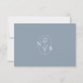 Dusty Blue Modern Minimalistisch Wedding Elegant RSVP Karte (Rückseite)