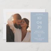 Dusty Blue Modern Minimalistisch Wedding Foto Save The Date (Vorderseite)