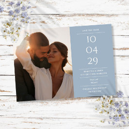Dusty Blue Modern Minimalistisch Wedding Foto Save The Date