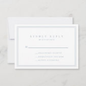 Dusty Blue Modern Minimalistisch Wedding RSVP Card Karte (Vorderseite)