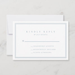 Dusty Blue Modern Minimalistisch Wedding RSVP Card Karte