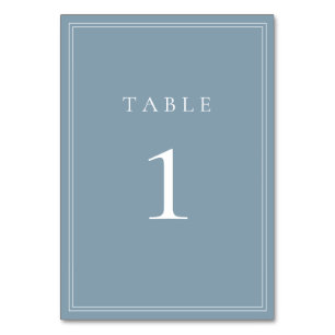 Dusty Blue Modern Minimalistisch Wedding Tischnumm Tischnummer
