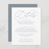 Dusty Blue Modern Minimalistische Hochzeitdetails Begleitkarte (Vorne/Hinten)